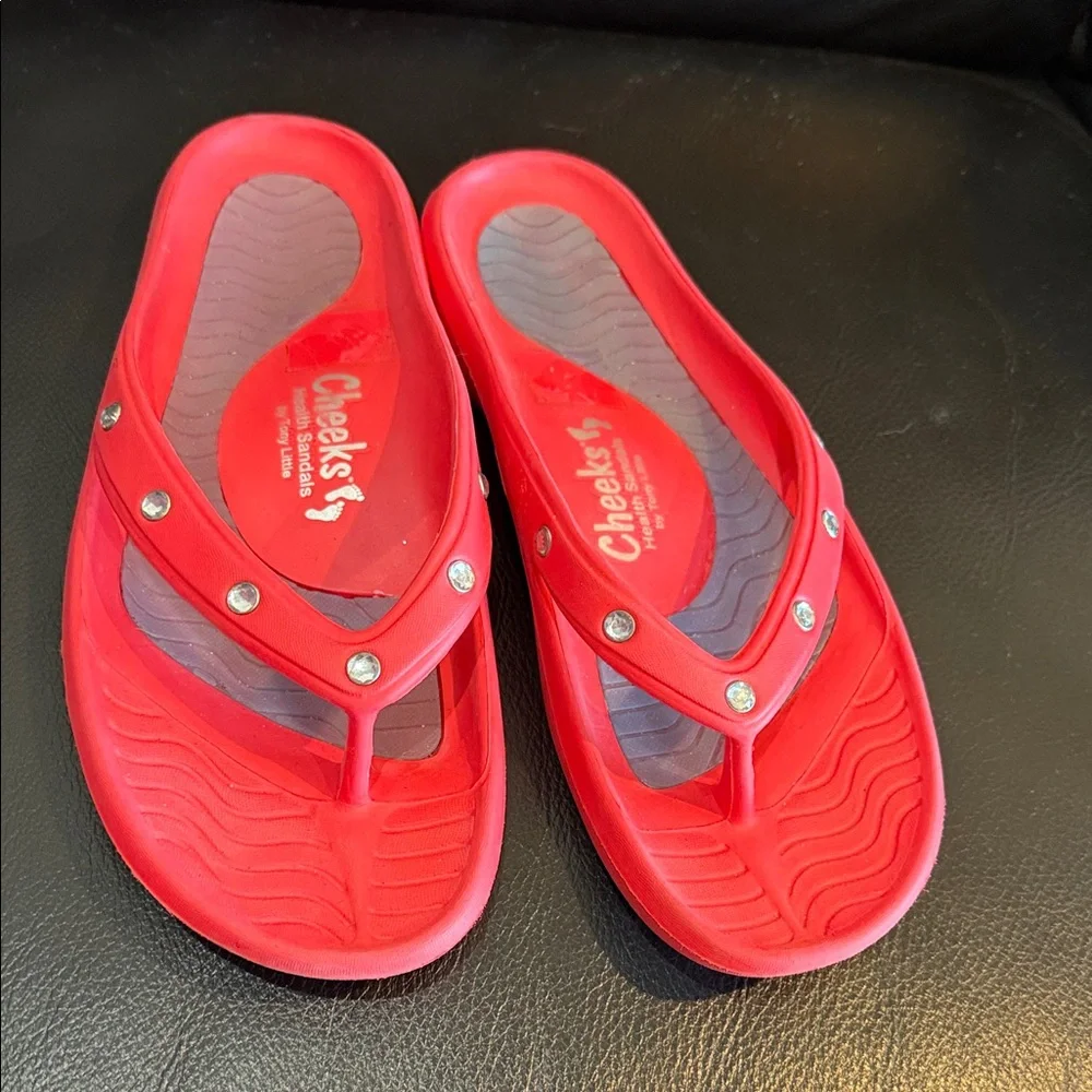 Tony Littles Cheeks Red Sandals with Rhinestones - Picture 1 of 2